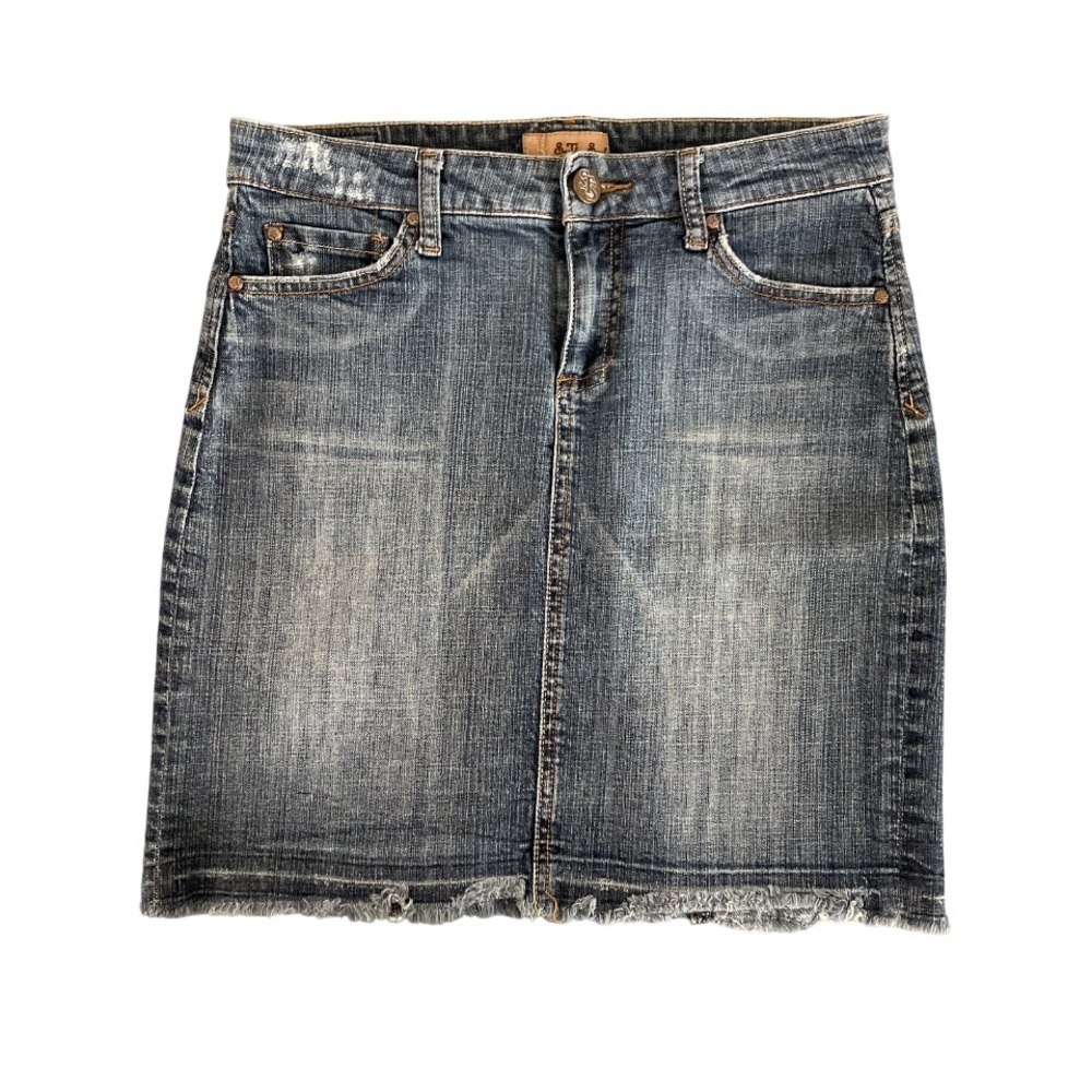 See Thru Soul 90s Y2K Denim Skirt Women’s 27 Raw Edge Western Cowgirl Distressed